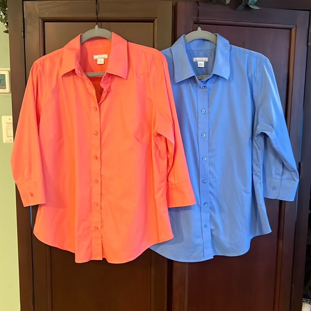 Women’s Button-Down Shirt - Coral and Periwinkle